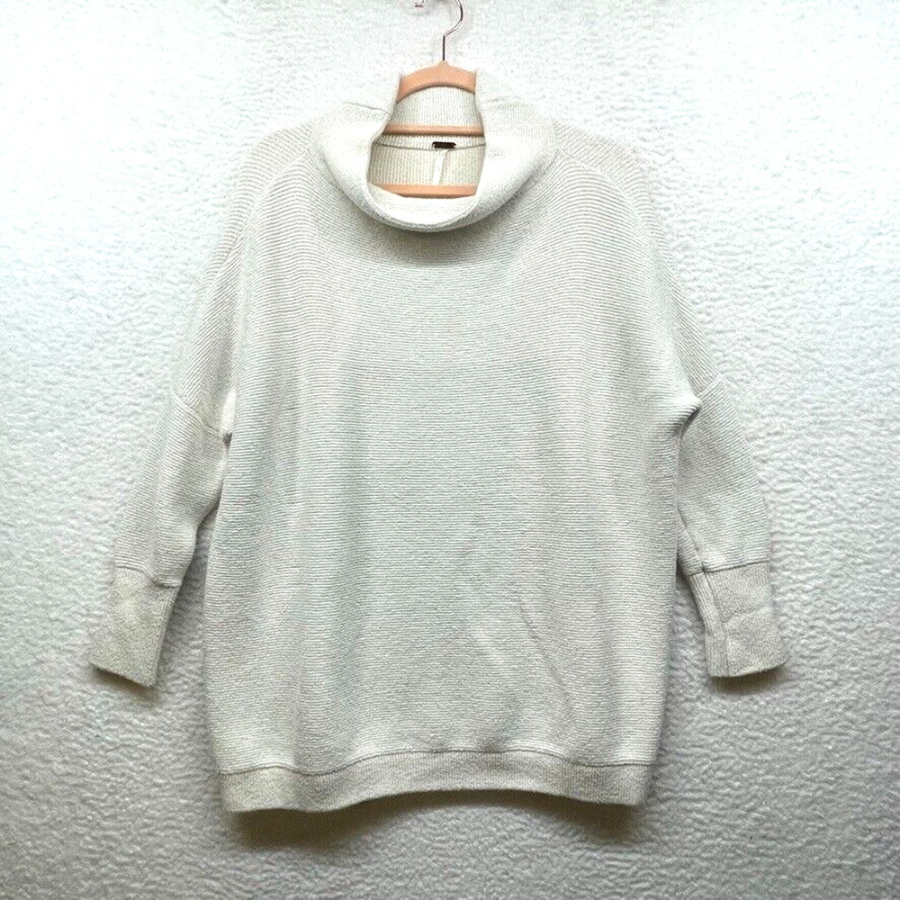 Free People Sweater Womens XS White Ottoman Slouchy Tunic Long Sleeve Cowl Neck